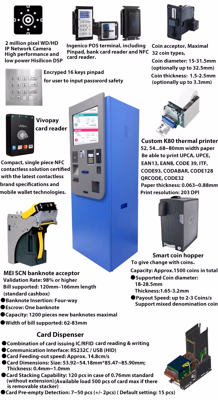 Customized Floorstanding Self-Service 21.5′′ Touchscreen Bill Payment Kiosk