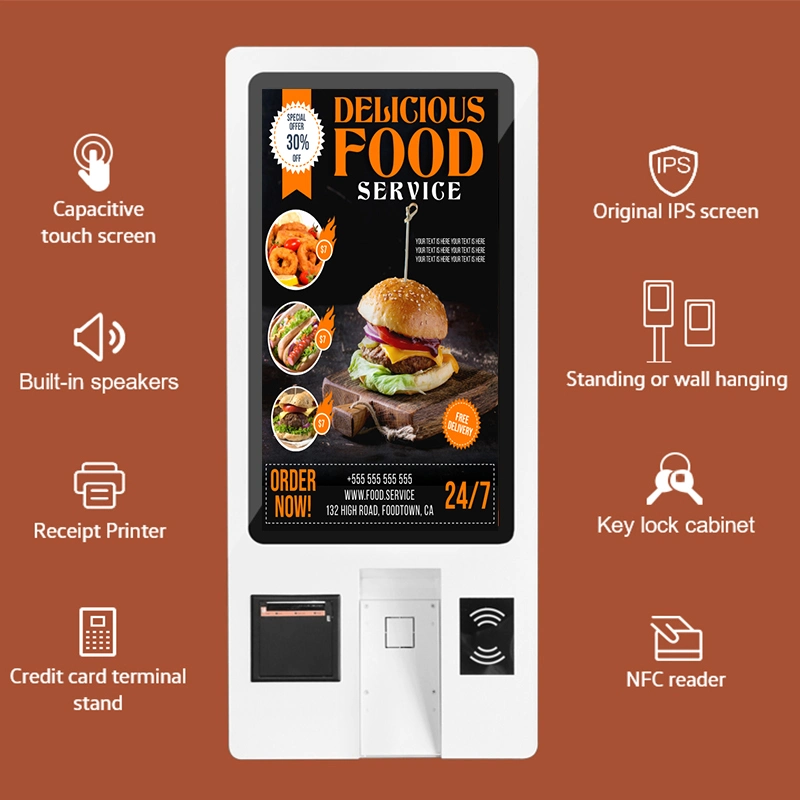 Kfc Self Ordering Kiosk Touch Screen Cashless POS Fast Food Self Ordering Payment Kiosk in Restaurant