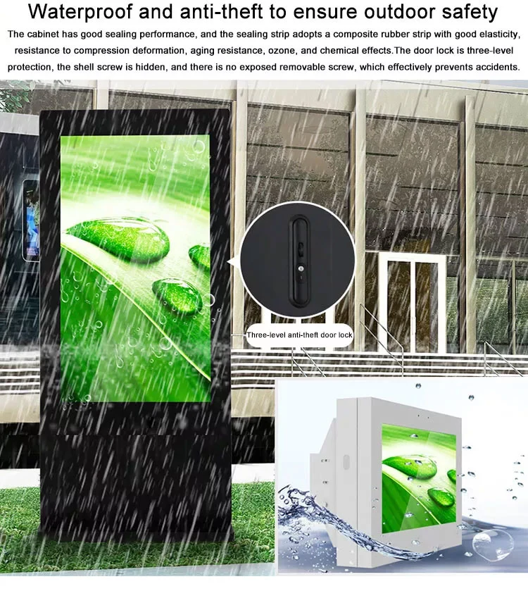 High Brightness Outdoor Floor Standing LCD Display Capacitive Touch Screen Digital Signage 1 Year Warranty CE Certified