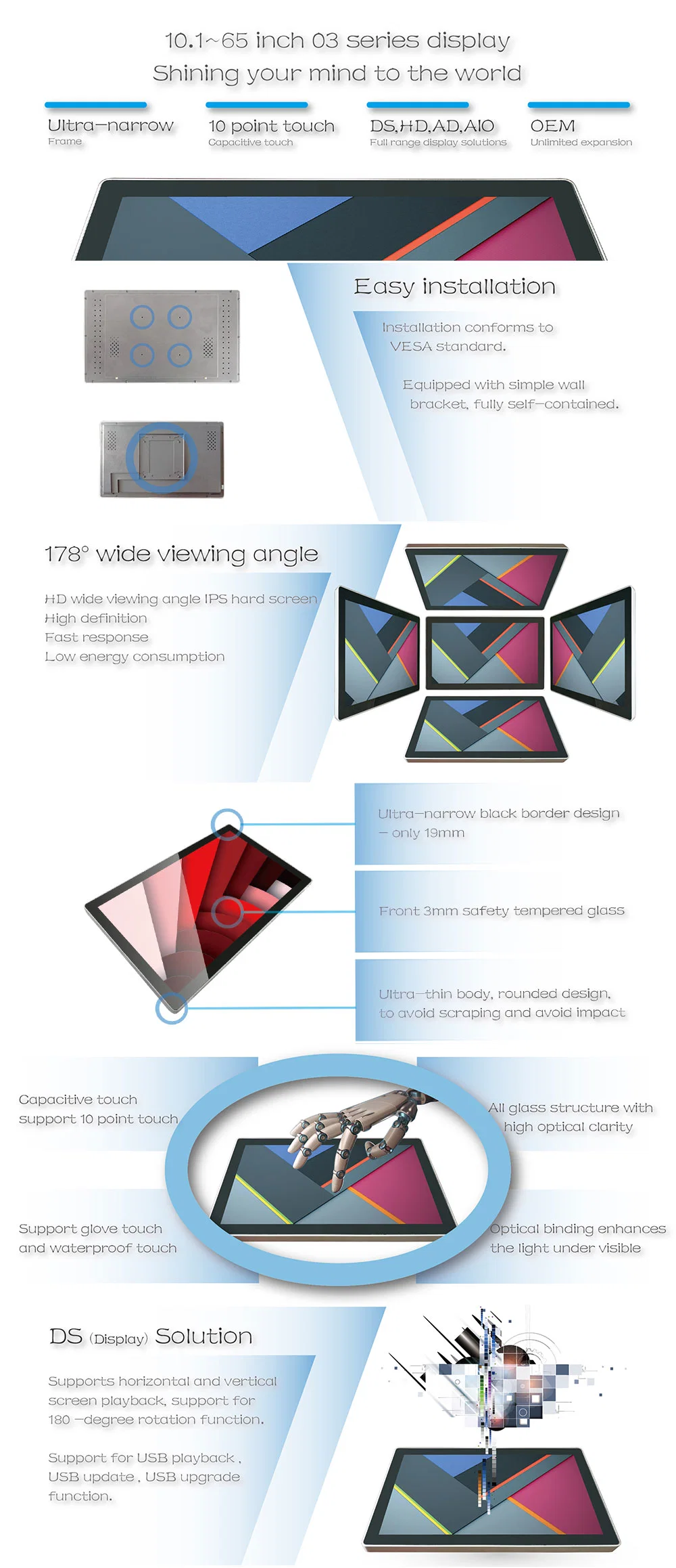 LCD Indoor Display Monitor Digital Signage Kiosk Totem Touch Screen