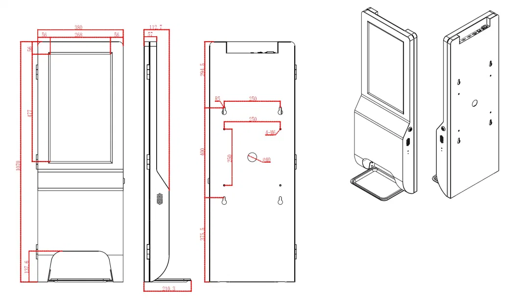 10.1 Inch Digital Hand Sanitizer Standing Kiosk with Infrared Thermometer