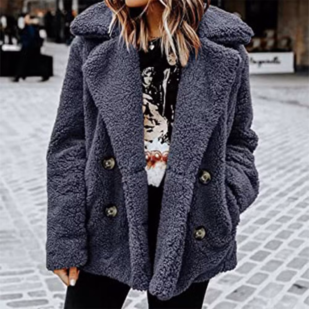 Women′s Faux Fur Jacket Shaggy Jacket Winter Fleece Coat Outwear Shaggy Shearling Jacket Sherpa Coat