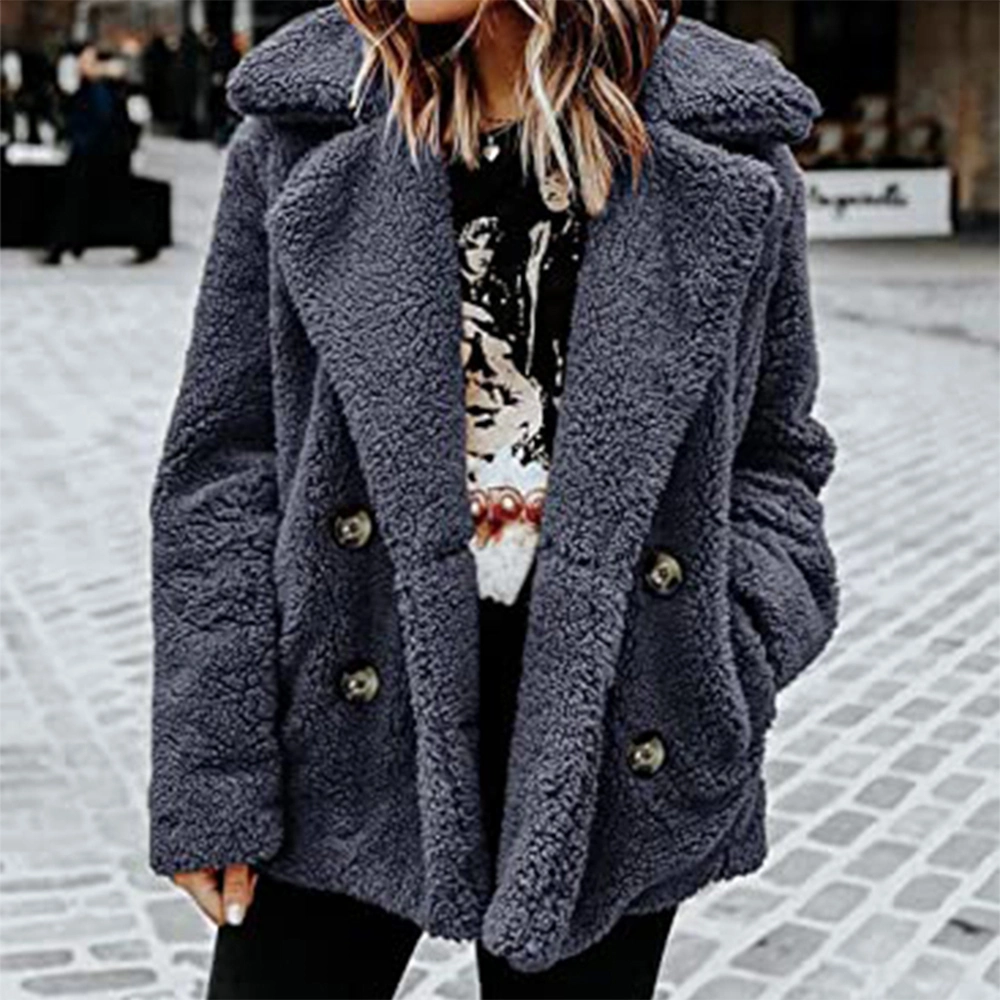 Women′s Faux Fur Jacket Shaggy Jacket Winter Fleece Coat Outwear Shaggy Shearling Jacket