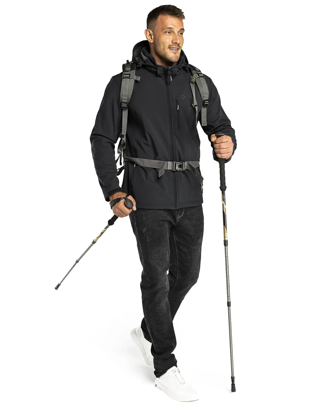 Men′s Lightweight Softshell Jacket Fleece Lined Hooded Water Resistant Winter Hiking Windbreaker Jackets