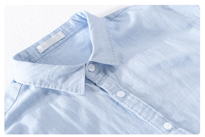 Men′s Pure Color Cotton and Linen Long Sleeve Shirt Loose Casual Coat