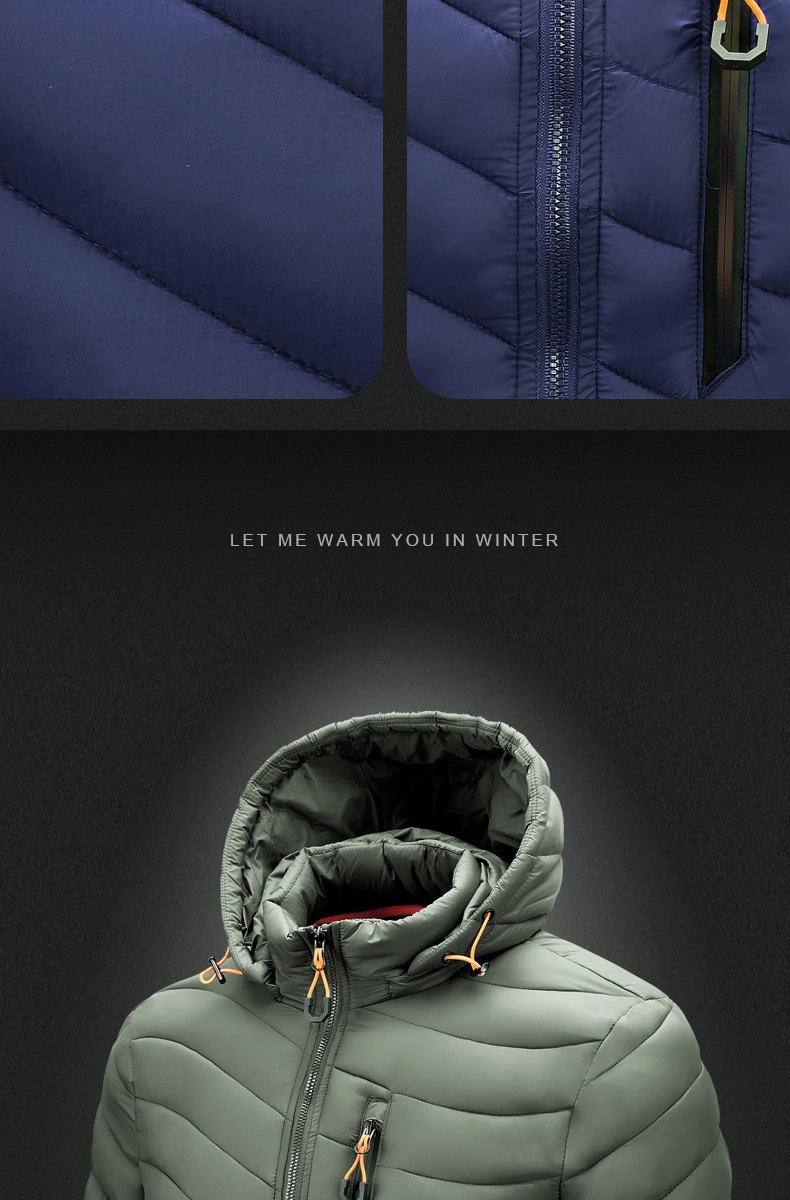 2023 New Spring Autumn Hooded Soft Parkas High Quality Jacket Zip Hooded Men′s Padding Jackets