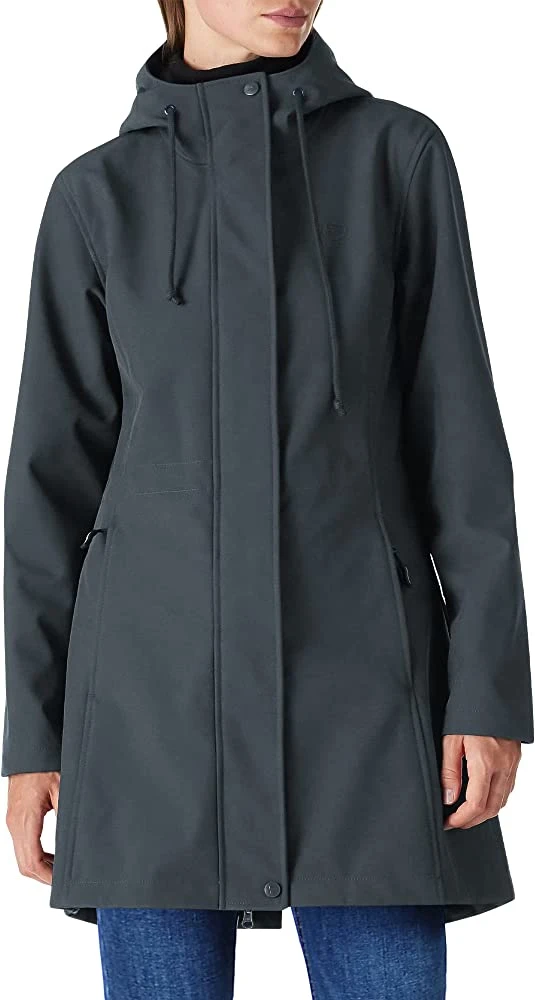 Women′s Lightweight Waterproof Fleece Lined Hooded Softshell Rain Jacket Warm Windbreaker Long Coat