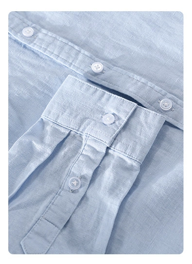 Men′s Pure Color Cotton and Linen Long Sleeve Shirt Loose Casual Coat