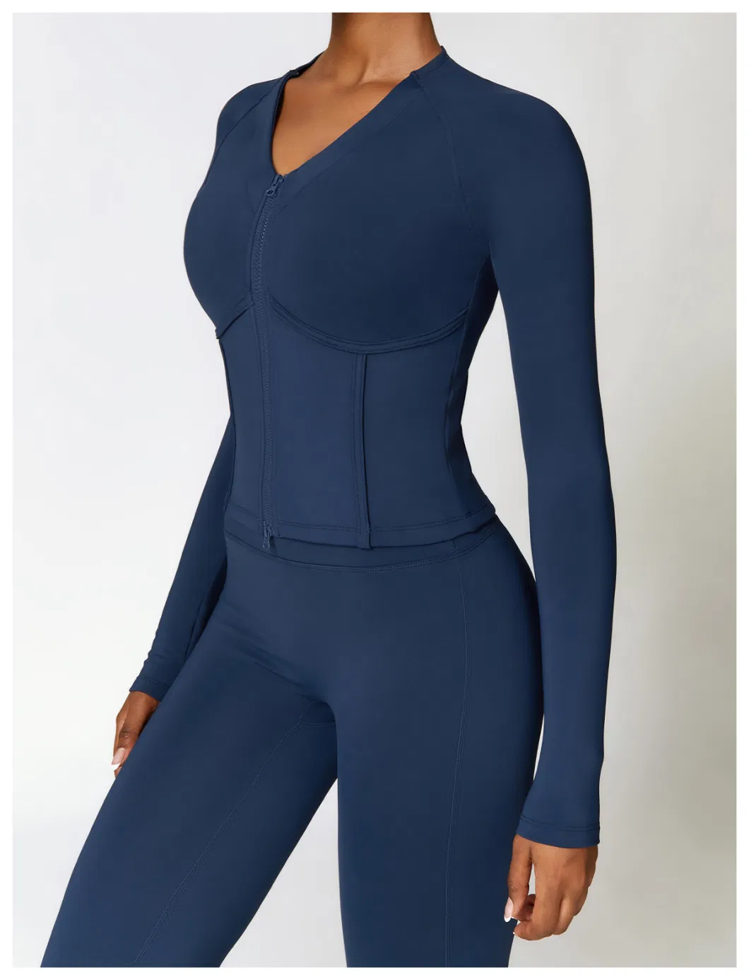 Winter Warm Fleece Long-Sleeved Yoga Jacket Outdoor Running Fitness Top Sports Coat