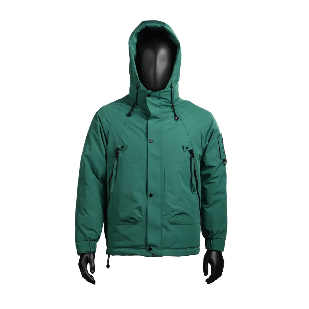 Men Outwear Winter Warm Duck Down Jacket Thick Hooded Custom Hybrid Softshell Puffer Coat Parka Quilted