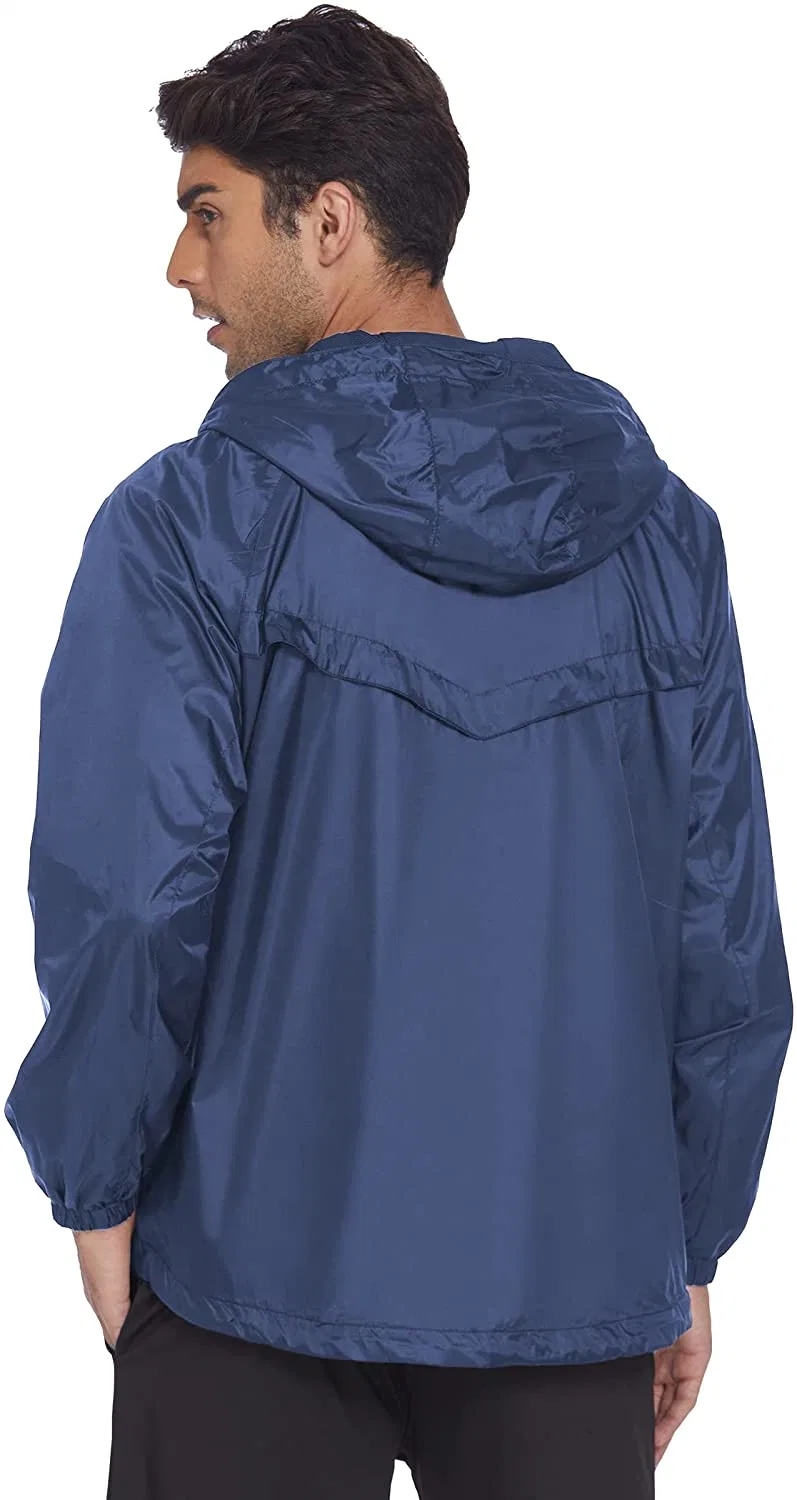 Men′s Waterproof Hooded Outdoor Hiking Raincoats Lightweight Windbreaker Rain Jacket