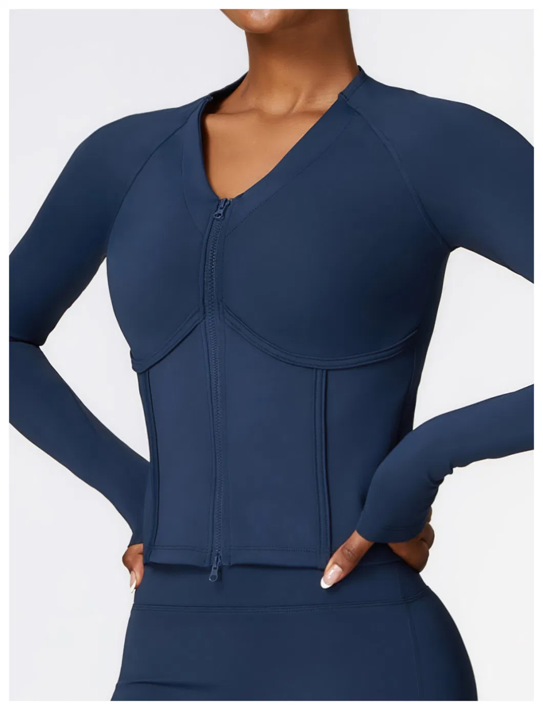 Winter Warm Fleece Long-Sleeved Yoga Jacket Outdoor Running Fitness Top Sports Coat