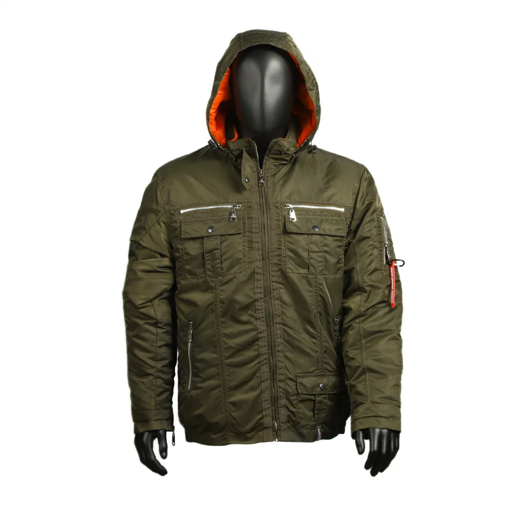 Men Outwear Winter Warm Duck Down Jacket Thick Hooded Custom Hybrid Softshell Puffer Coat Parka Quilted
