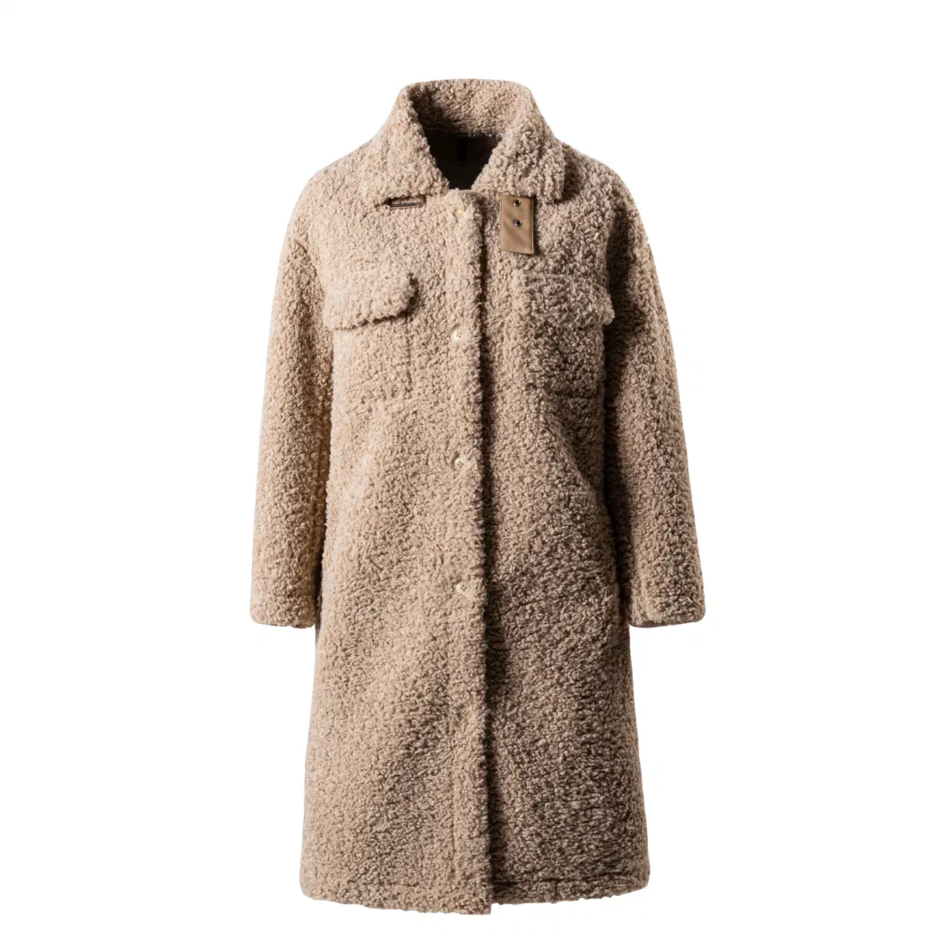 Custom Women Made Oversize Long Sheep Lamb Classic Jacket Teddy Fur Coat for Women Fleece Jacket