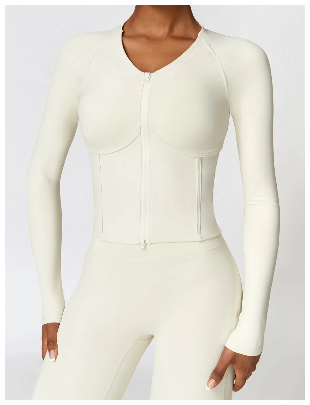 Winter Warm Fleece Long-Sleeved Yoga Jacket Outdoor Running Fitness Top Sports Coat