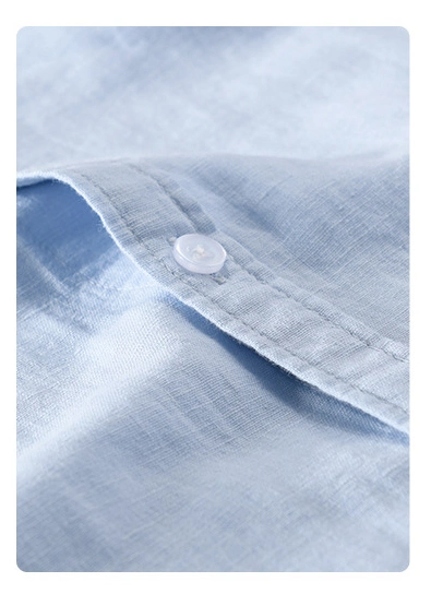 Men′s Pure Color Cotton and Linen Long Sleeve Shirt Loose Casual Coat