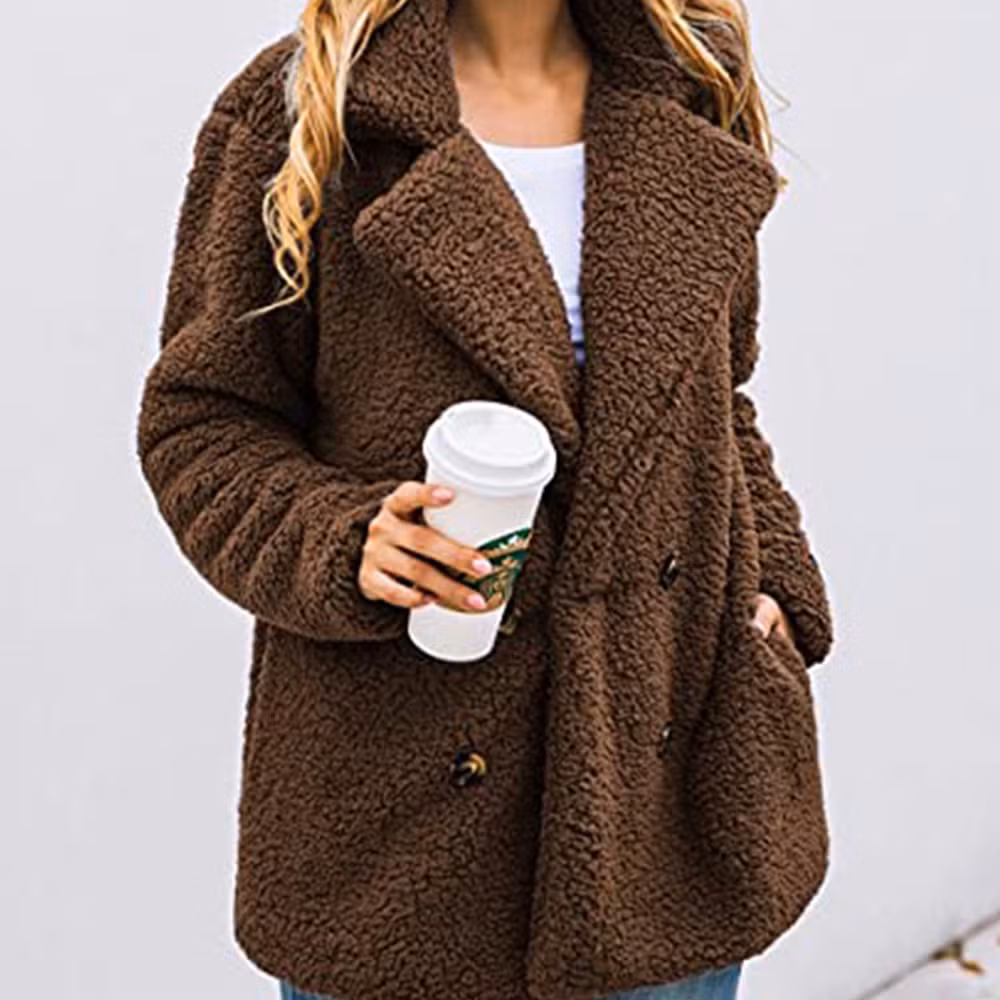 Women′s Faux Fur Jacket Shaggy Jacket Winter Fleece Coat Outwear Shaggy Shearling Jacket Sherpa Coat