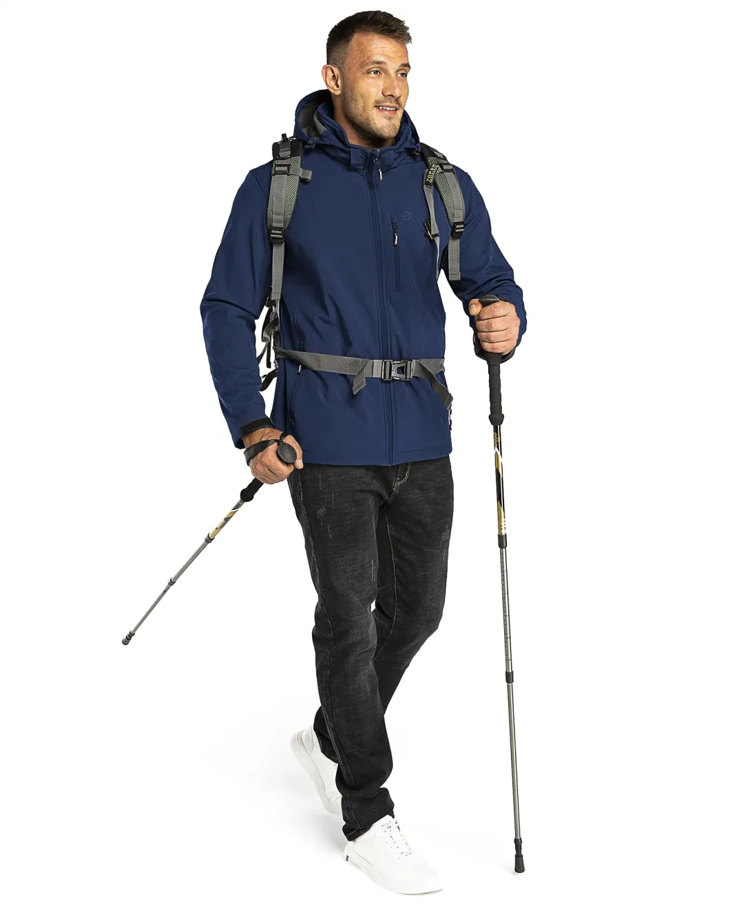 Men′s Lightweight Softshell Jacket Fleece Lined Hooded Water Resistant Winter Hiking Windbreaker Jackets