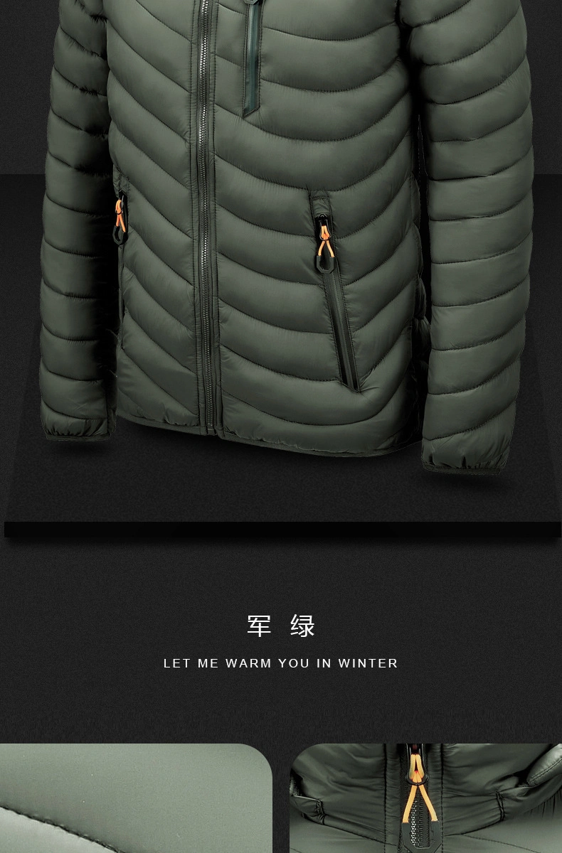 2023 New Spring Autumn Hooded Soft Parkas High Quality Jacket Zip Hooded Men′s Padding Jackets