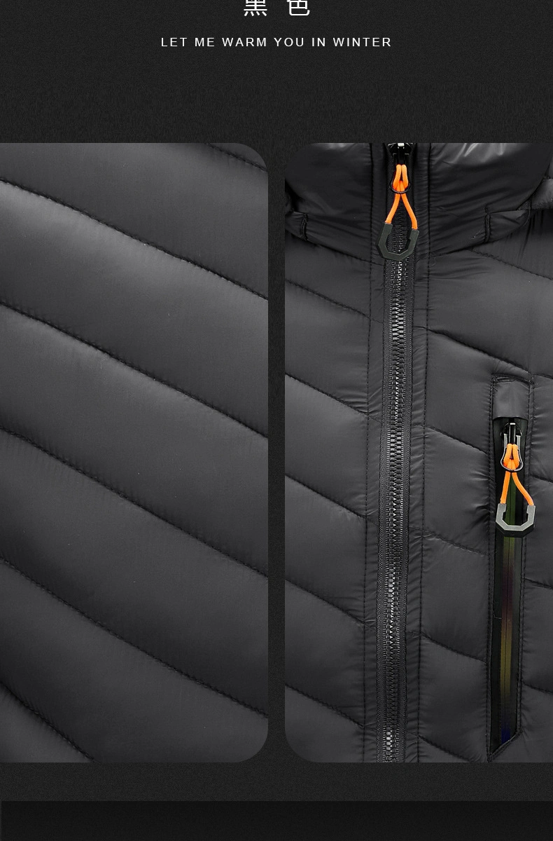 2023 New Spring Autumn Hooded Soft Parkas High Quality Jacket Zip Hooded Men′s Padding Jackets