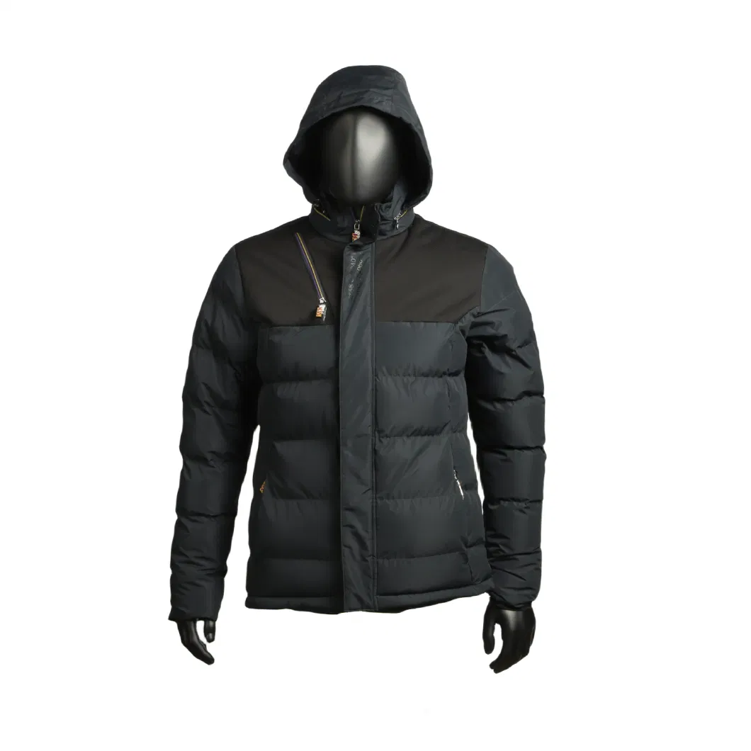 Men Outwear Winter Warm Duck Down Jacket Thick Hooded Custom Hybrid Softshell Puffer Coat Parka Quilted