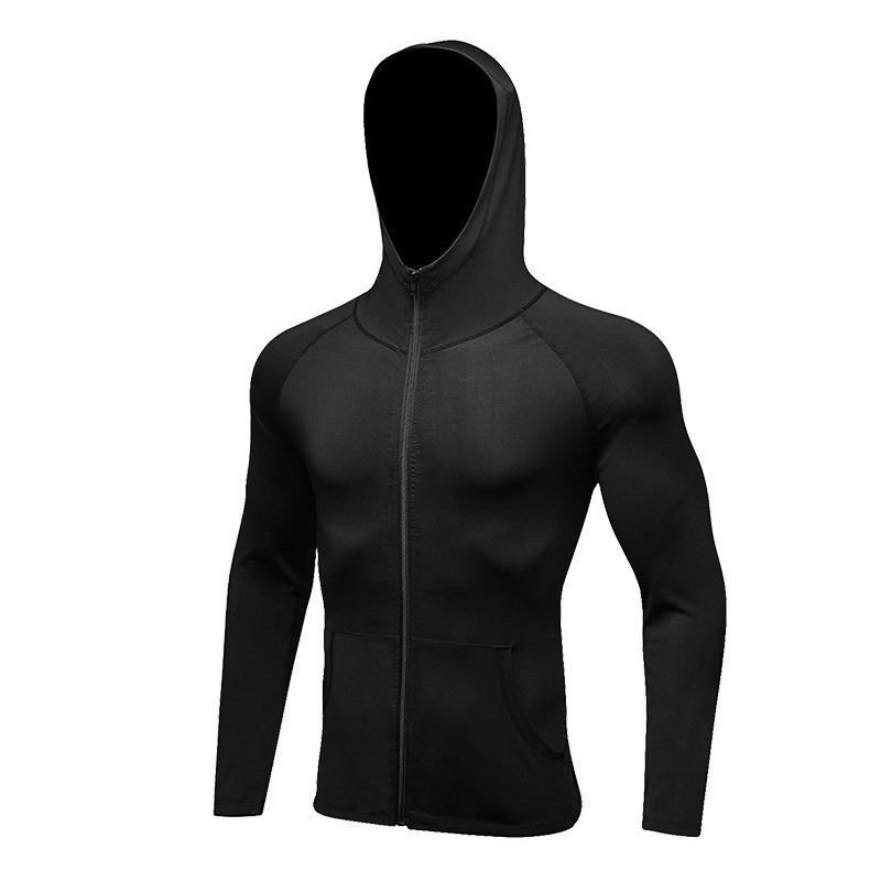 Workout Clothes Sprint/Autum Jacket Sportswear Gym Fitness Men′ S Gray Hooded Shirt Casual Top Garment Men Clothing Apparel Garment