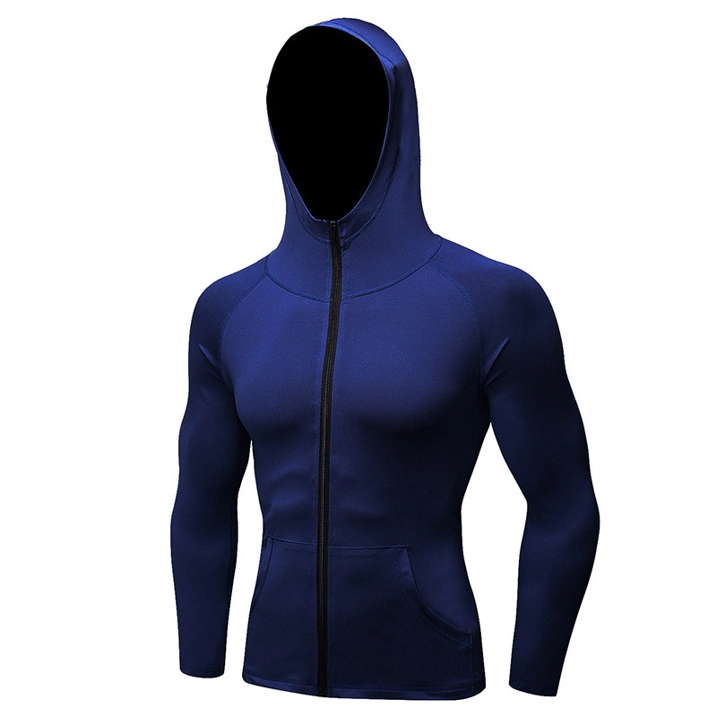 Workout Clothes Sprint/Autum Jacket Sportswear Gym Fitness Men′ S Gray Hooded Shirt Casual Top Garment Men Clothing Apparel Garment