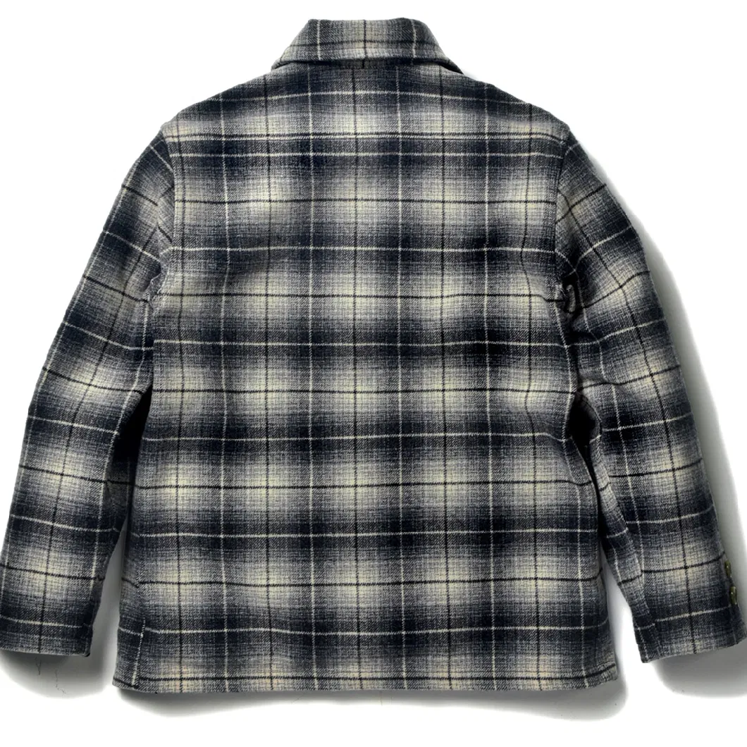 Plaid Cut-out Wool Coat Cardigan Sweater Women′s Jacket Trench Long Coats