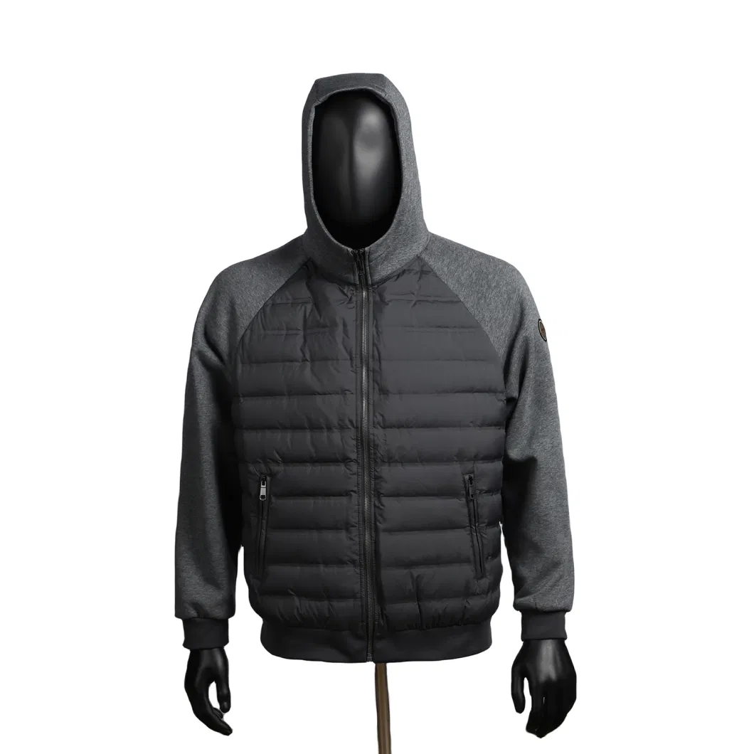 Men Outwear Winter Warm Duck Down Jacket Thick Hooded Custom Hybrid Softshell Puffer Coat Parka Quilted