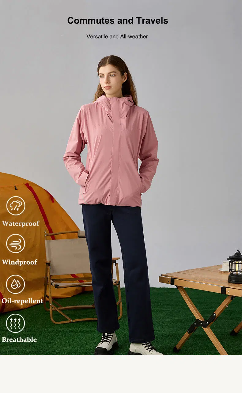Proshield-X Women′s Fleece Lined Oil-Repellent Waterproof Outdoor Rain Jacket with Hood