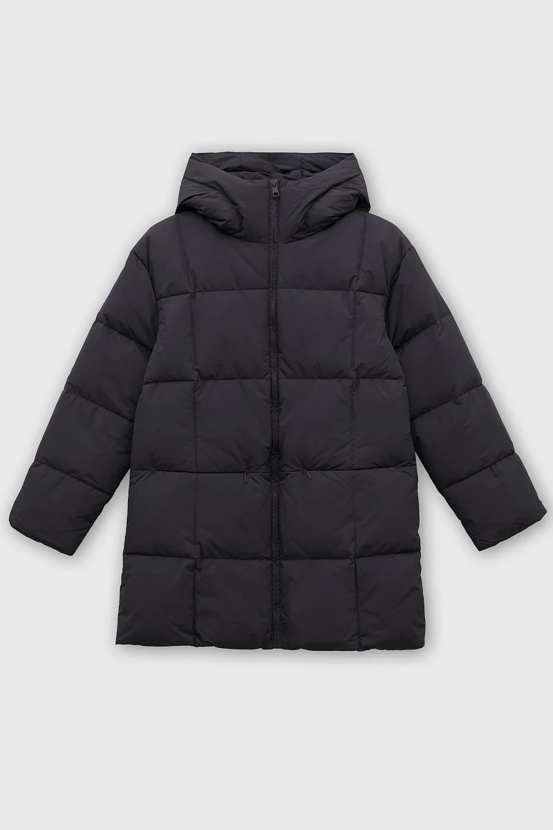Dark Grey Casual Winter Water-Proof Women Puffer Down Jacket with Loose Hood
