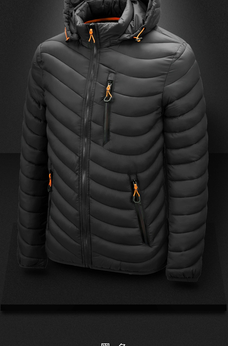 2023 New Spring Autumn Hooded Soft Parkas High Quality Jacket Zip Hooded Men′s Padding Jackets