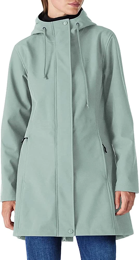Women′s Lightweight Waterproof Fleece Lined Hooded Softshell Rain Jacket Warm Windbreaker Long Coat