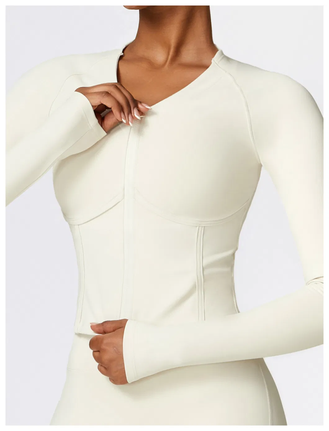 Winter Warm Fleece Long-Sleeved Yoga Jacket Outdoor Running Fitness Top Sports Coat