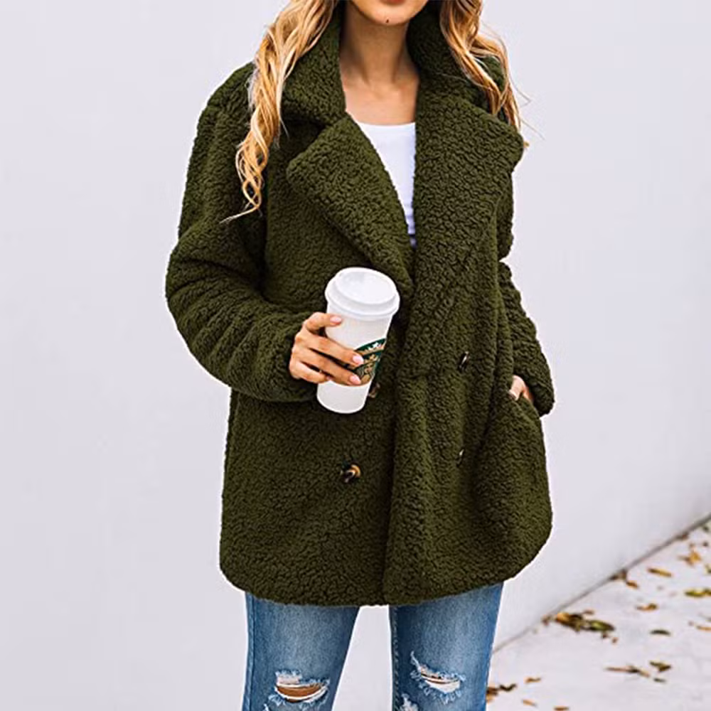 Women′s Faux Fur Jacket Shaggy Jacket Winter Fleece Coat Outwear Shaggy Shearling Jacket