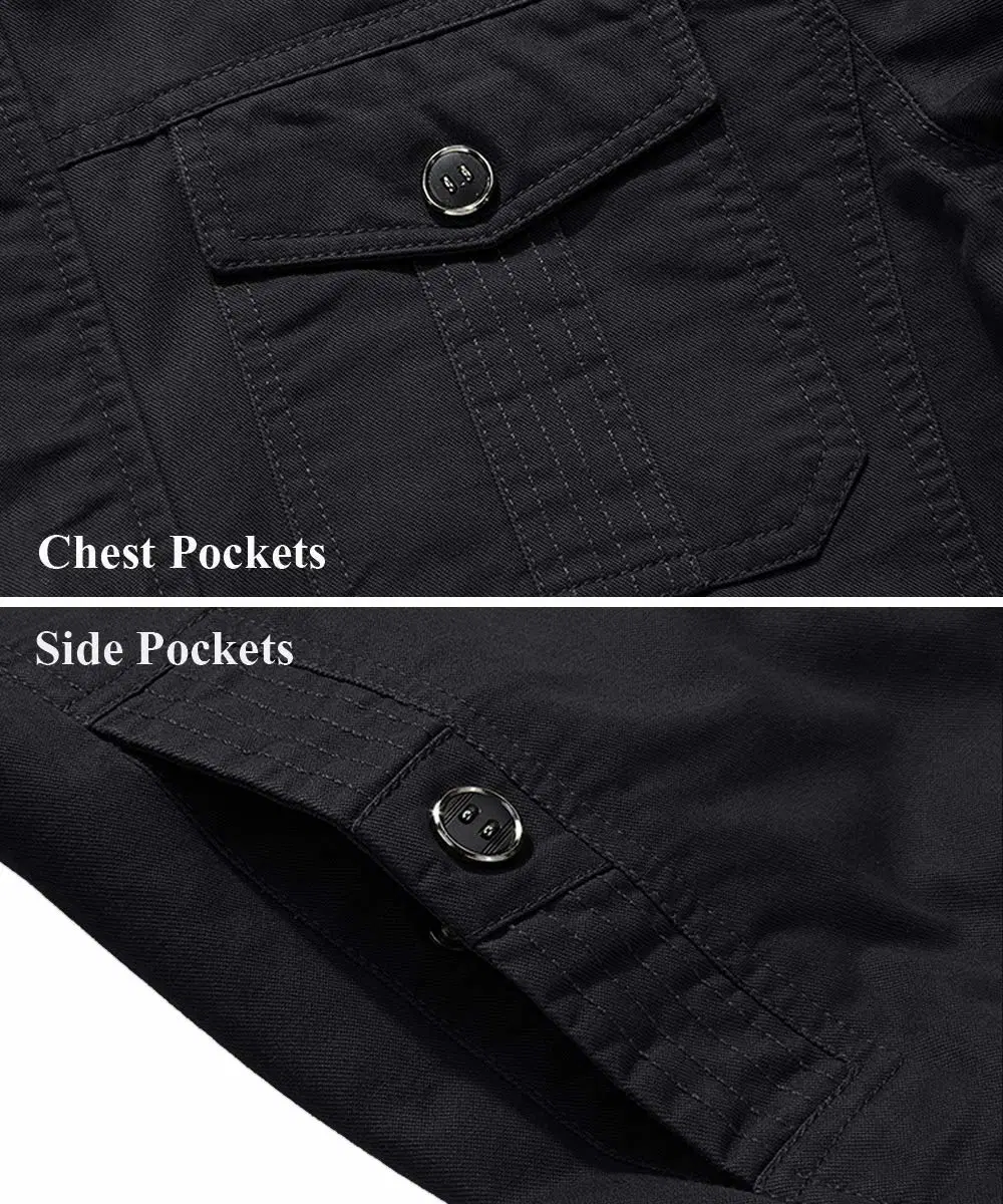 Custom Men′s Cotton Lightweight Pockets Zip Front Stand Collar Jackets Windbreaker for Men