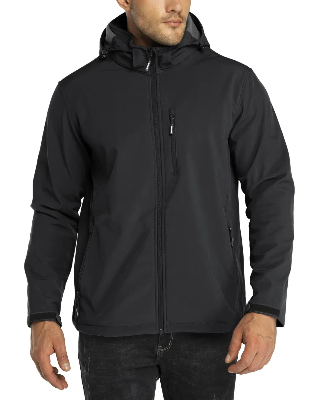 Men′s Lightweight Softshell Jacket Fleece Lined Hooded Water Resistant Winter Hiking Windbreaker Jackets