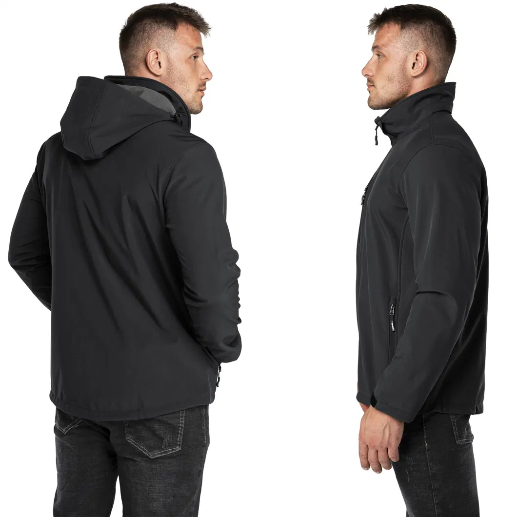 Men′s Lightweight Softshell Jacket Fleece Lined Hooded Water Resistant Winter Hiking Windbreaker Jackets
