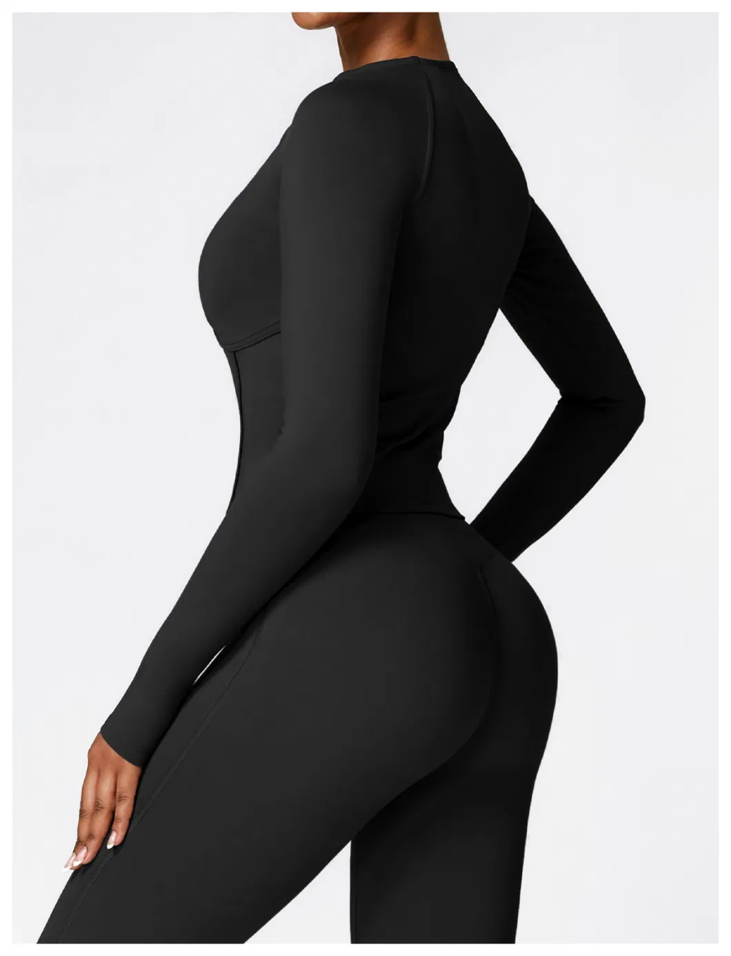 Winter Warm Fleece Long-Sleeved Yoga Jacket Outdoor Running Fitness Top Sports Coat