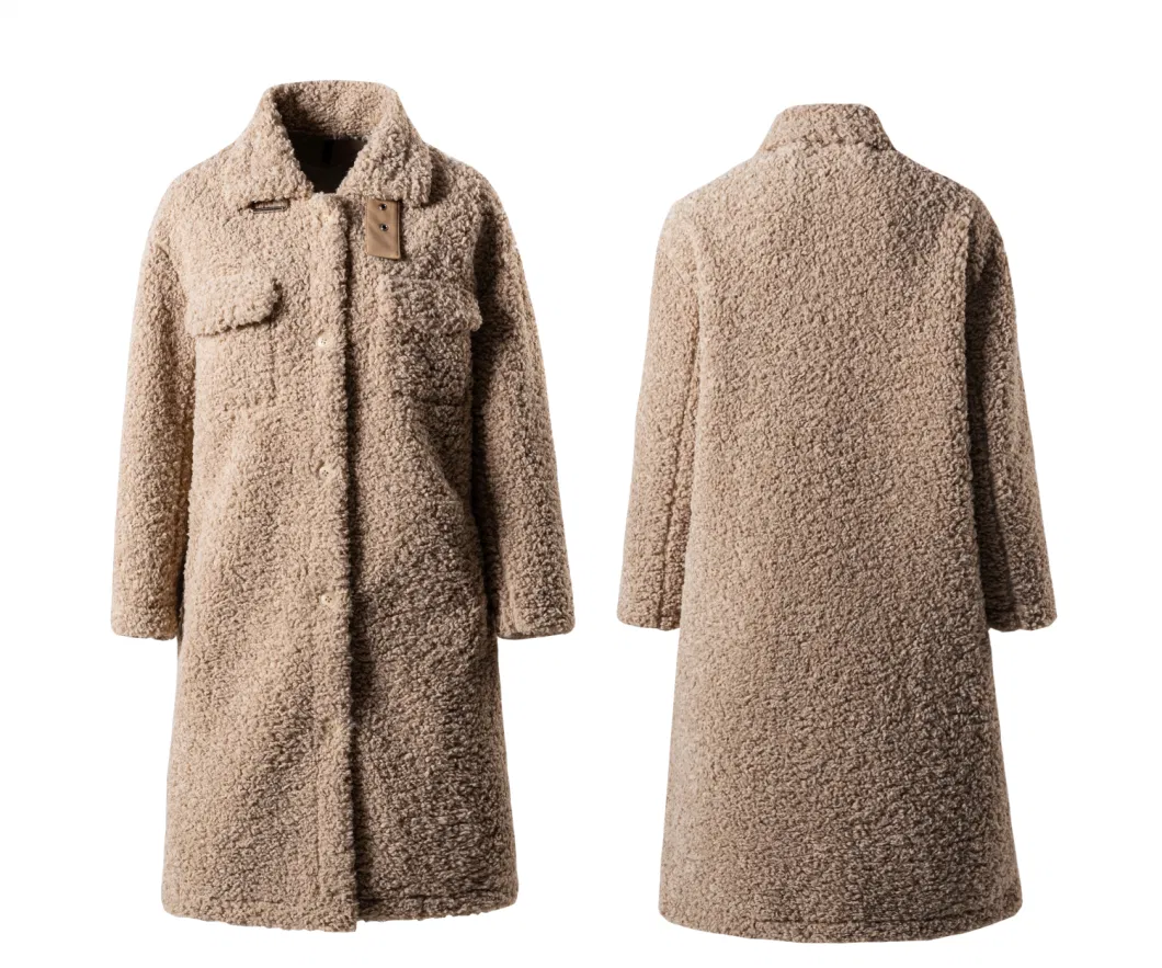 Custom Women Made Oversize Long Sheep Lamb Classic Jacket Teddy Fur Coat for Women Fleece Jacket