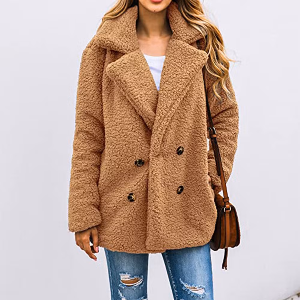 Women′s Faux Fur Jacket Shaggy Jacket Winter Fleece Coat Outwear Shaggy Shearling Jacket
