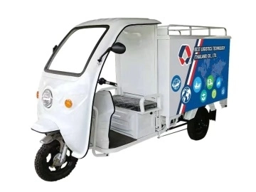 Electric Cargo Tricycles, Rechargeable 3-Wheel Vehicle for Express Delivery with Closed Cabin