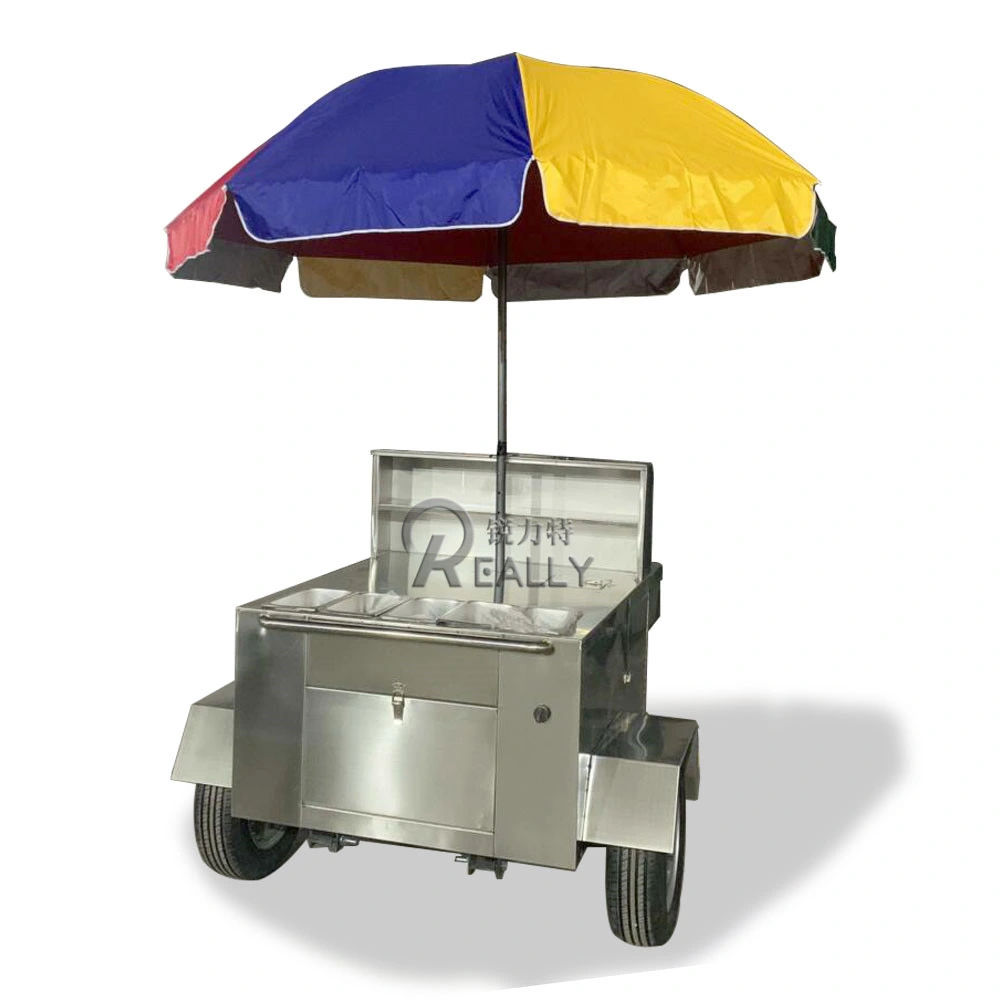 Hotdog Street Food Cart Adult Electric Tricycle Handpush Outdoor Electric Cargo Bike Family Mobile Food Cart Sale