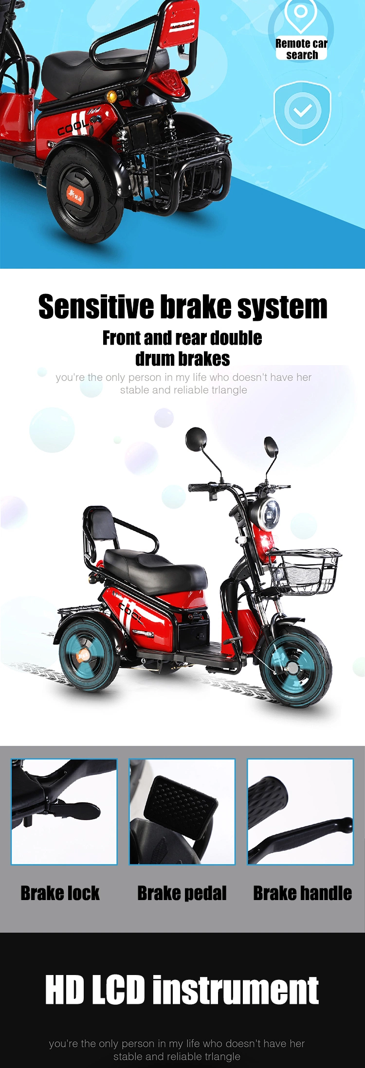 China Foldable Electric Power Tricycle Scooter Adult 3 Three Wheel Price Cheap Electric Tricycles for Elderly