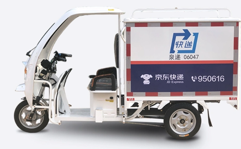 Electric Cargo Tricycles, Rechargeable 3-Wheel Vehicle for Express Delivery with Closed Cabin