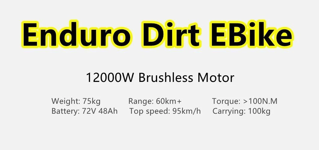 Motorbike 12000W with 72V 48ah Battery Enduro Ebike Electric Dirt Bike