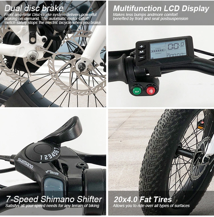 Us Stock 48V 500W 750W 20 Inch Adult Folding Fat Tire Electric Bike