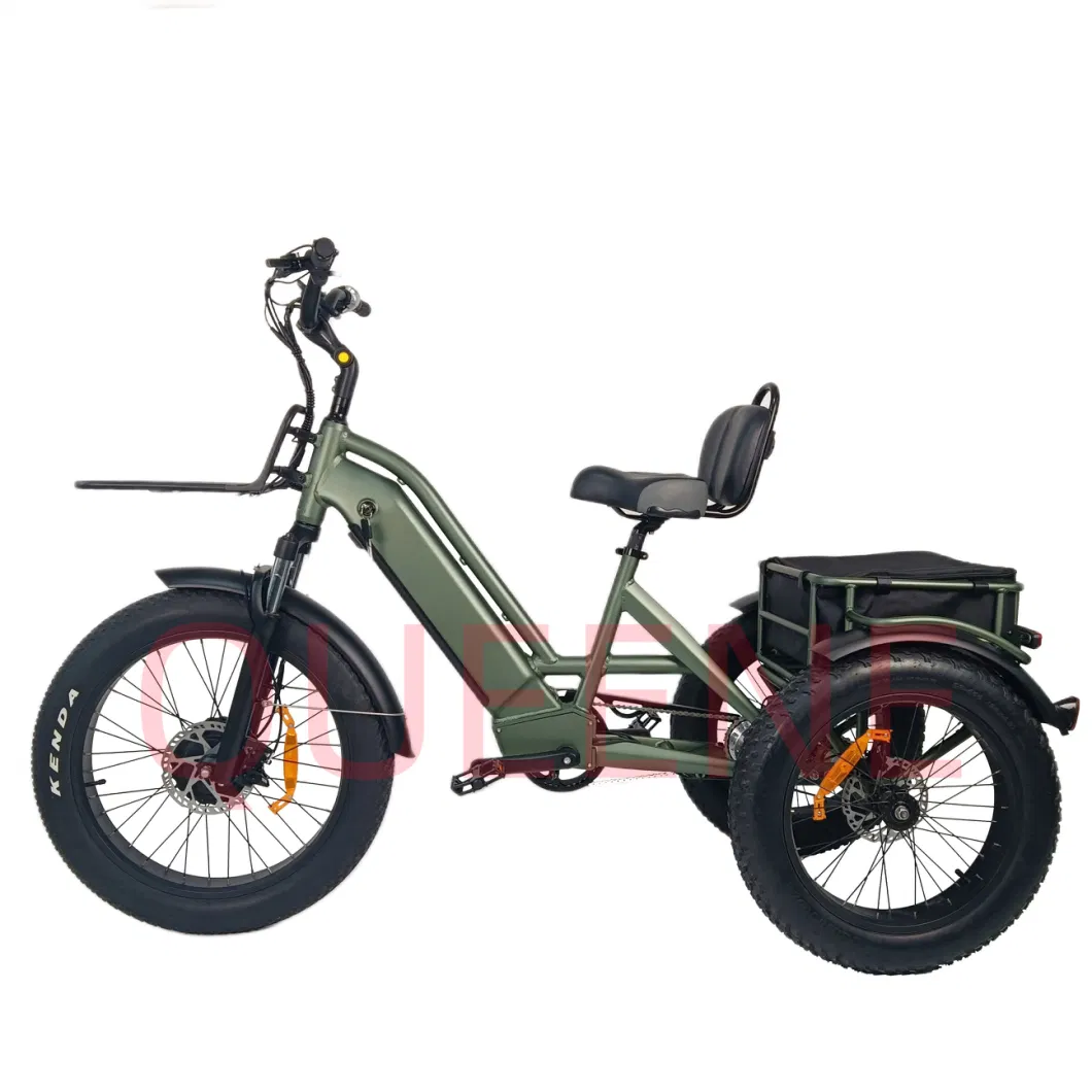 Queene/26 Inch Electric Trike Fat Tire 3 Wheel Electric Tricycle Three Wheels Adult Cargo Electric Trike with Basket