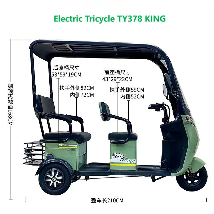 Willstar Ty378 Adult Electric Tricycle 3-Wheel One Driver and 2 Passenger Trike Chilwee 48V20ah Lead-Acid Battery Operated Integrated Shed, Windshild, Wiper