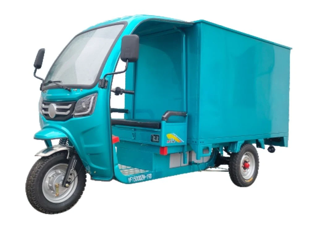 Electric Cargo Tricycles, Rechargeable 3-Wheel Vehicle for Express Delivery with Closed Cabin